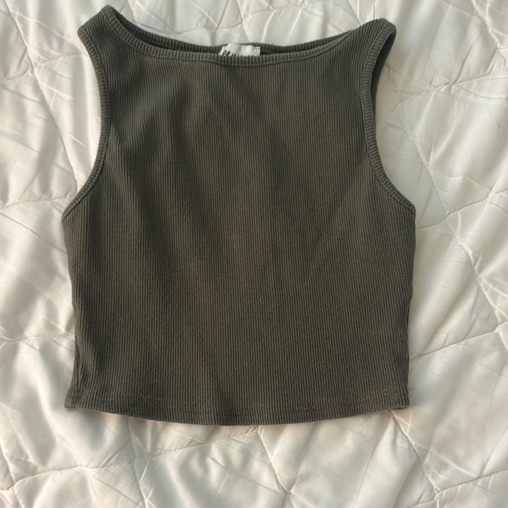 Princess Polly Green Fitted Crop Tank Top